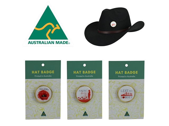 ANZAC DAY POPPY HAT BADGE 3ASST UN12