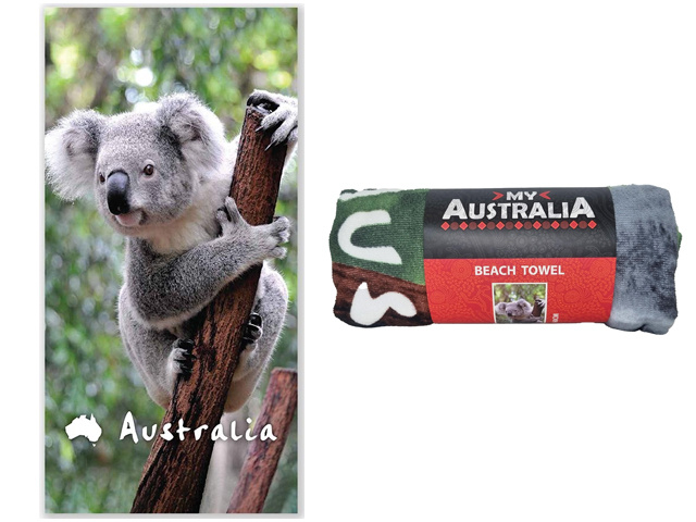 BEACH TOWEL KOALA MICROFIBRE 150X80CM 250GSM