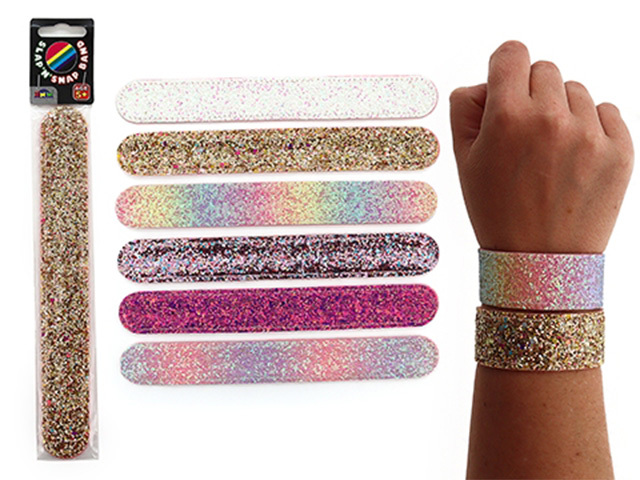 GLITTER SLAP BAND BANGLES 6ASST UN24