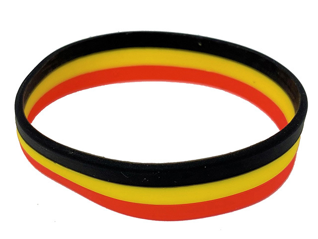 BLACK YELLOW RED SILICONE BRACELET UN72