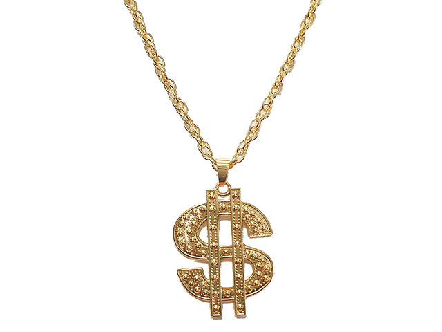 DOLLAR HEAVY METAL GOLD NECKLACE SOLD QTY10