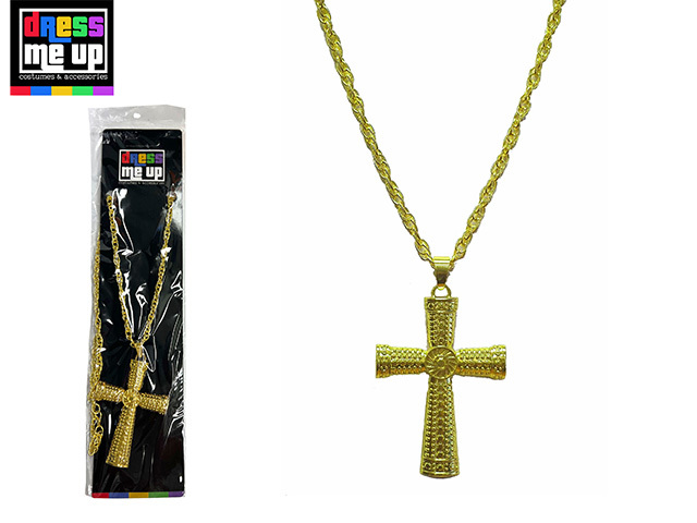 CROSS HEAVY METAL GOLD NECKLACE SOLD QTY10