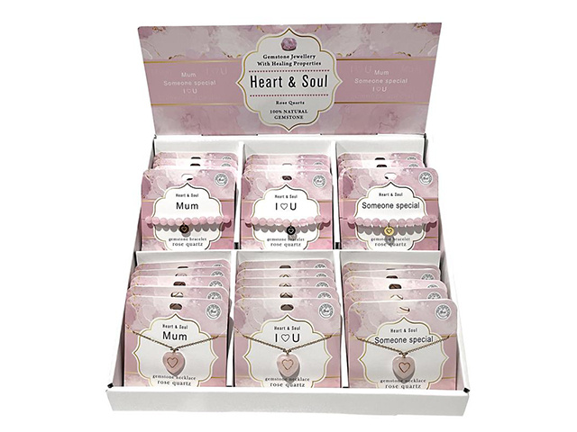 ROSE QUARTZ PACK BRACELET AND PENDANT 6ASST UN30