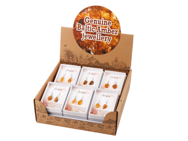 AMBER EARRINGS IN GIFT BOX UN12