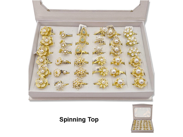 FASHION RING W/DIAMANTE AND PEARL UN36