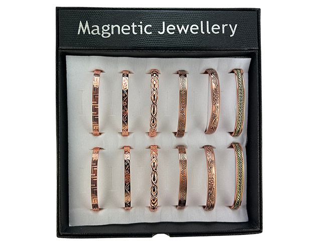 MAGNETIC COPPER BANGLES 6ASST UN12