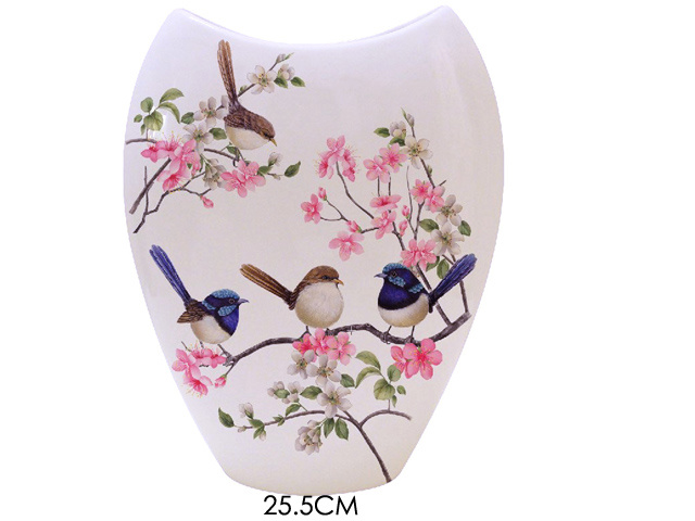 BLUE WREN VASE 25.5 CM