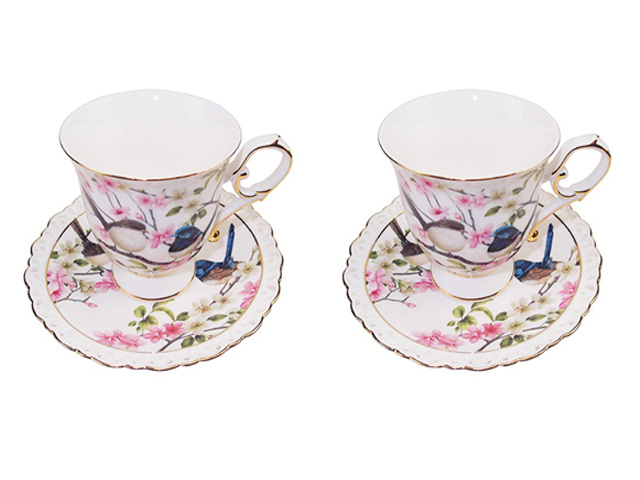 BLUE WREN 2 CUP &amp; 2 SAUCER SET