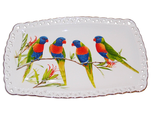 RAINBOW LORIKEETS SANDWICH PLATE 25X15CM