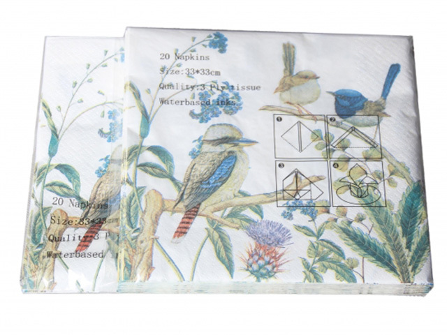 AUSTRALIAN BIRDS NAPKINS 33CM 20PK