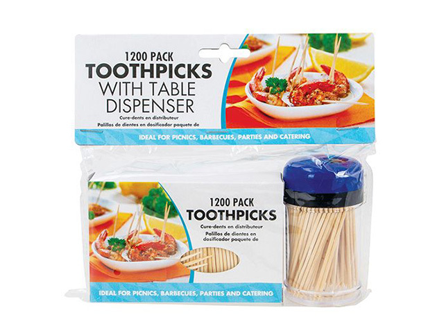 TOOTHPICKS WITH DISPENSER 8CM PACK 1200