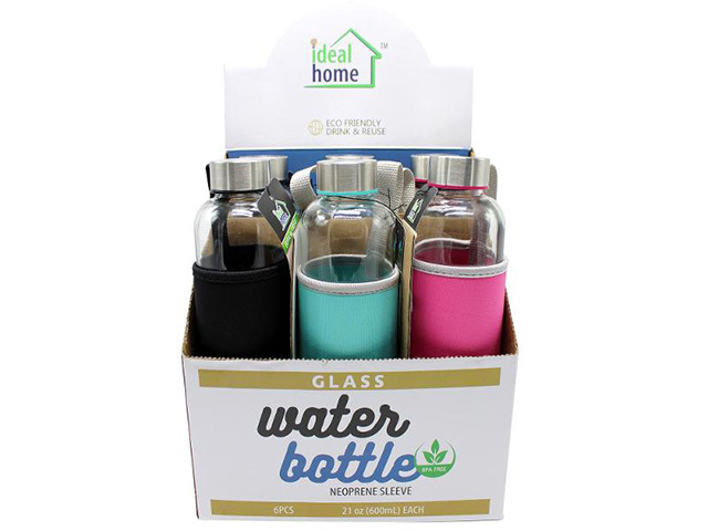 GLASS BOTTLE W/NEOPRENE SLEEVE UN6