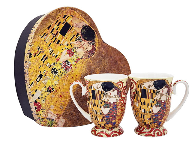 EMBOSSED KISS 2PC MUG SET 280CC