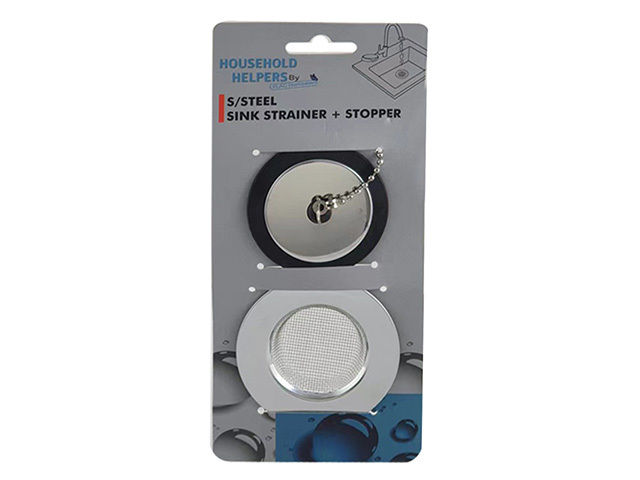 S/STEEL SINK STRAINER + STOPPER