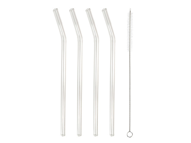 GLASS STRAWS TALL 4PK CLEAR