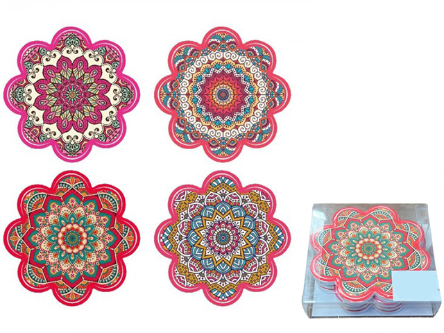 CERAMIC FLOWER SHAPE COSTER 11CM S/4
