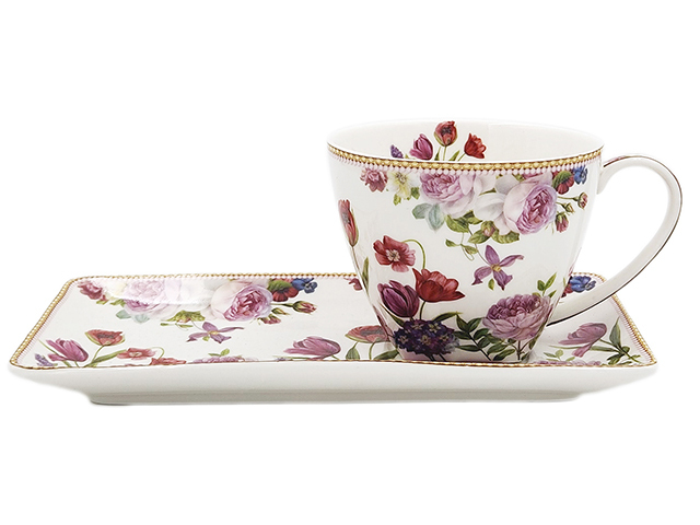 ROSE AND TULIP 250CC CUP SAUCER BREAKFAST SET