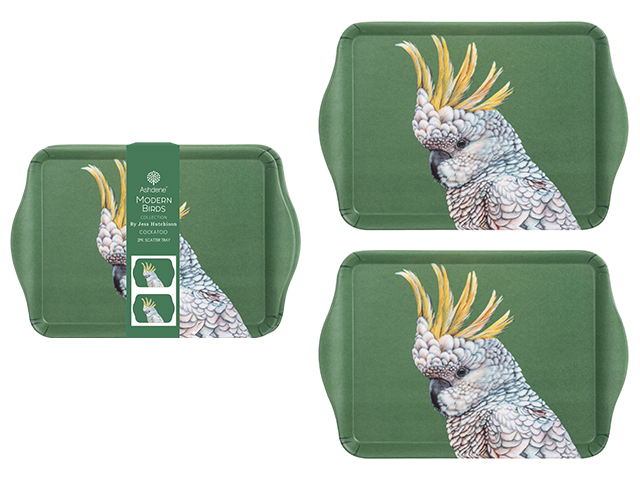 MODERN BIRDS COCKATOO SCATTER TRAY 2PK