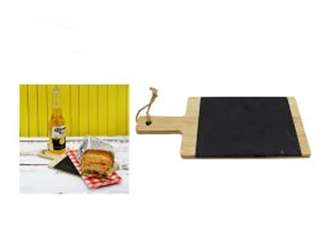 SERVING PADDLE BAMBOO AND SLATE 13X28CM