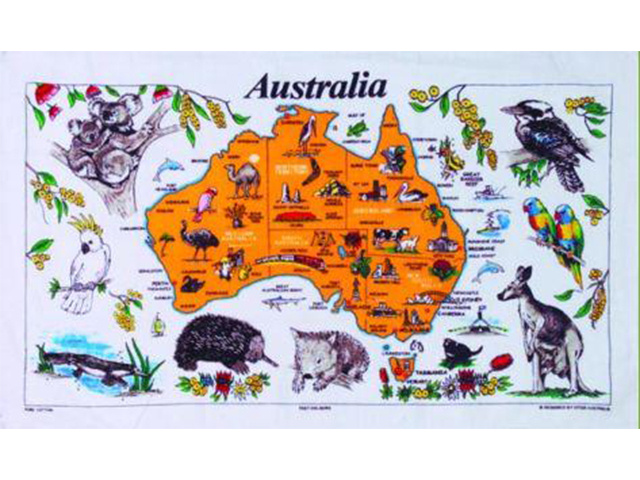 TEA TOWEL MAP OF AUSTRALIA 45CM X 78CM