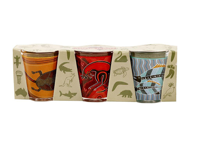 SHOT GLASSES DOT ART 3PC SET SOLD QTY 4