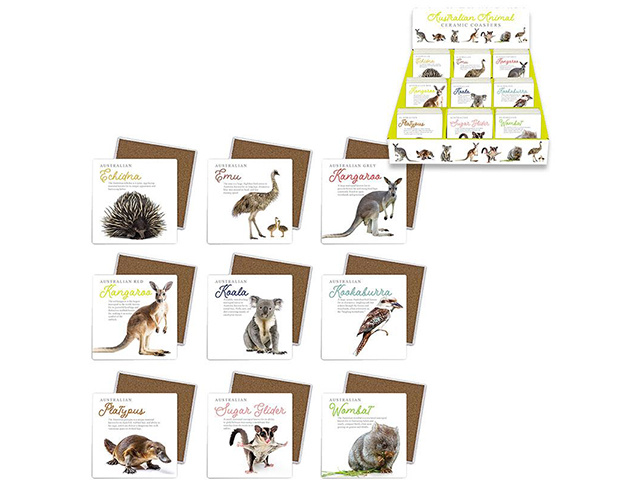10X10CM AUSTRALIAN ANIMAL COASTER UN72