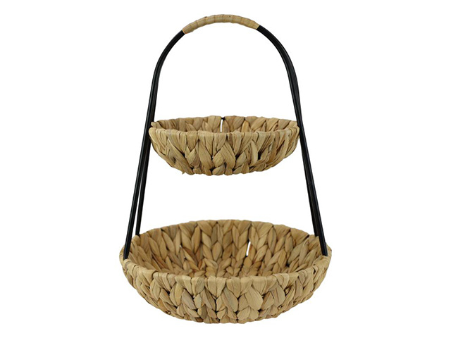 42CM TWO TIER WATER HYACINTH BASKET