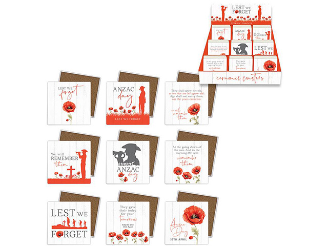 10X10CM RED POPPY COASTERS 9ASST UN24
