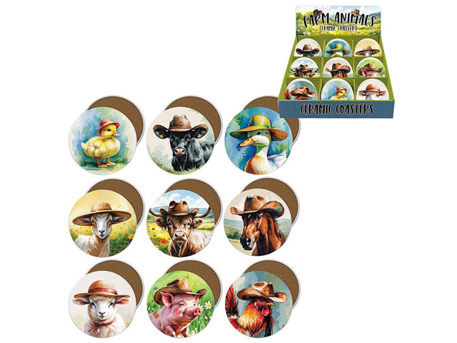 10CM ROUND FARM YARD HAT COASTER UN72