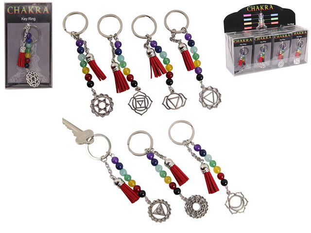 CHAKRA KEYRING W/TASSELS 4ASST UN16