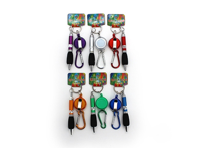 PEN RETRACTABLE ON K/CHAIN CLIP ASST SOLD QTY 24