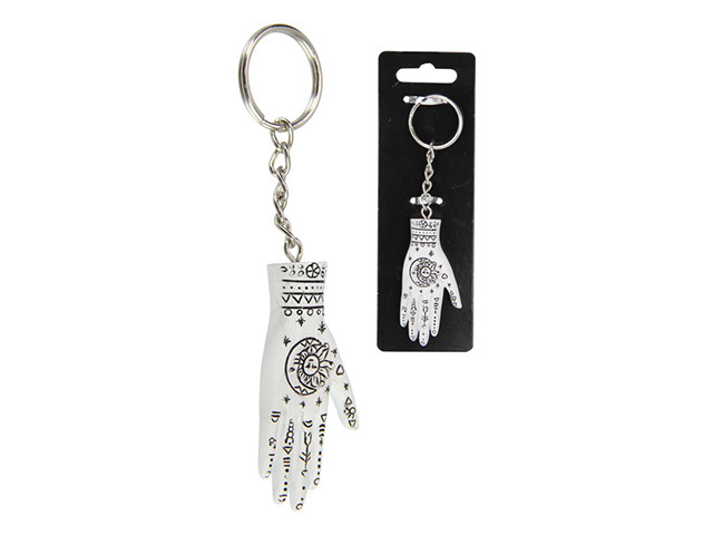 WHITE PALMISTRY HAND KEYRING SOLD QTY 6