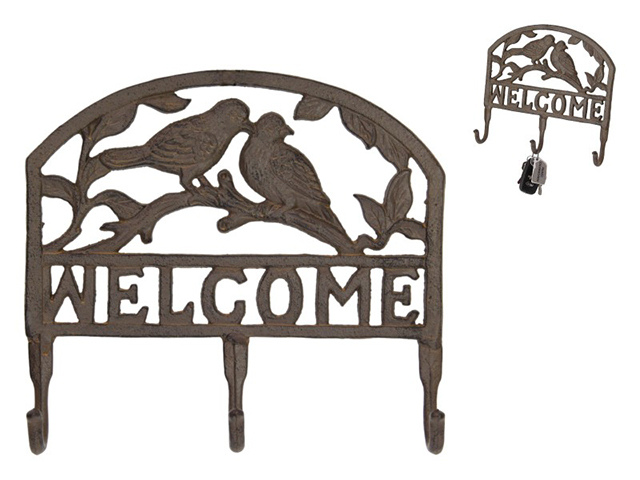 28CM CAST IRON BIRD KEY RACK QTY 2