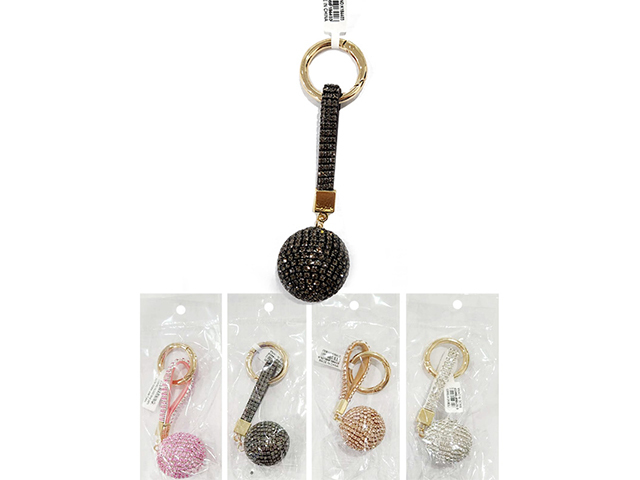 KEYRING DIAMANTE BALL 4COLS SOLD QTY12