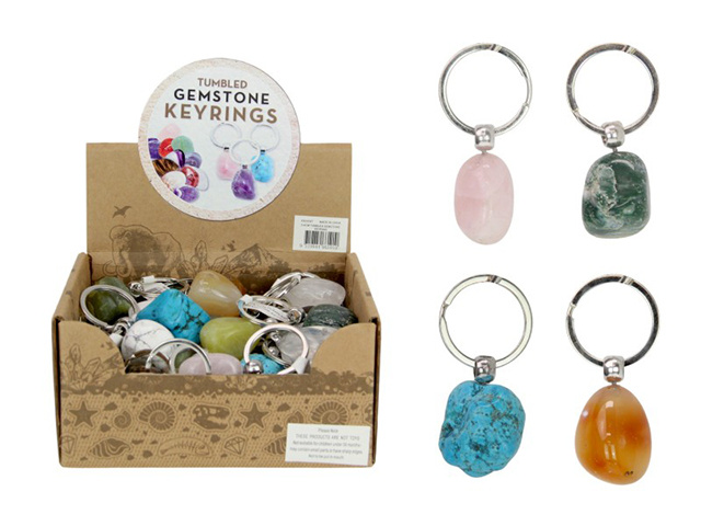 3-4CM TUMBLED GEMSTONE KEYRING UN50