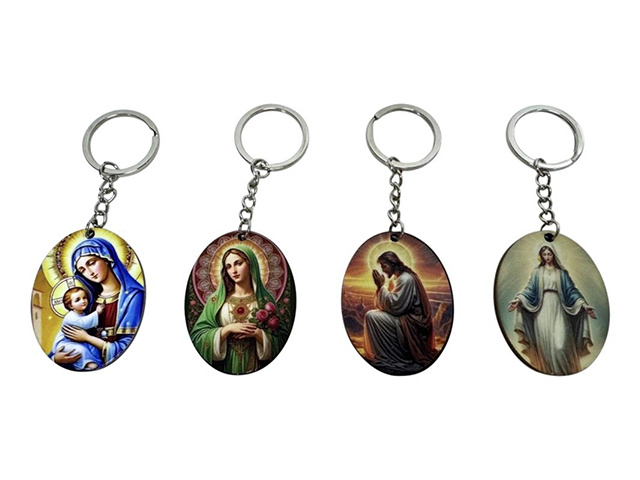 RELIGIOUS OVAL KEYRING 4ASST UN12
