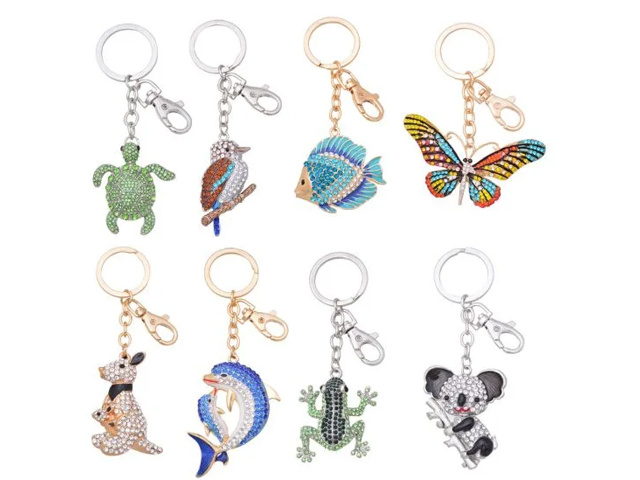 AUSSIE BLING KEYRING 8ASST SOLD QTY16