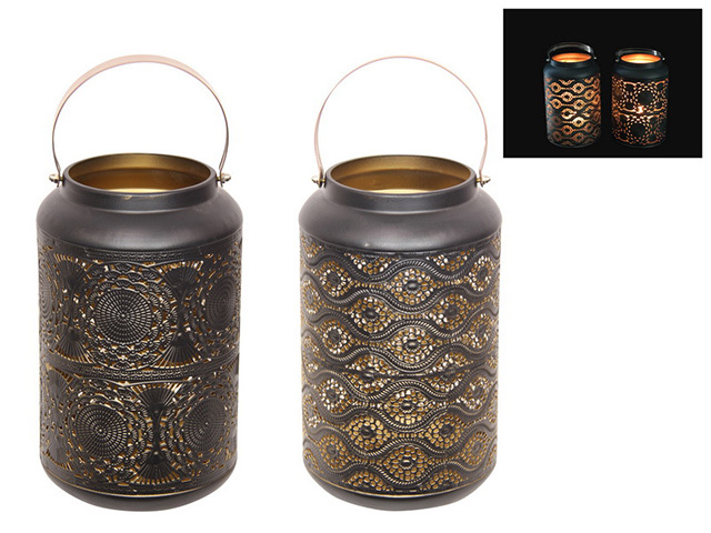 34CM BLACK/GOLD LANTERN QTY 4