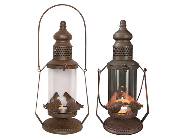 42CM ANTIQUE HURRICANE BIRD LANTERN QTY 2