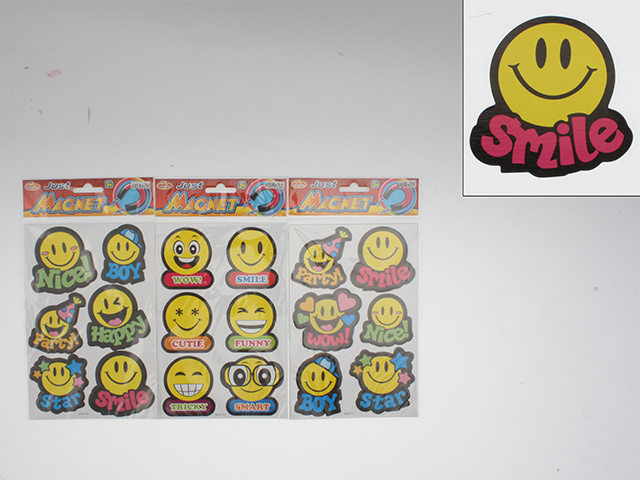 MAGNET SMILEY FACE 6PK 3ASST