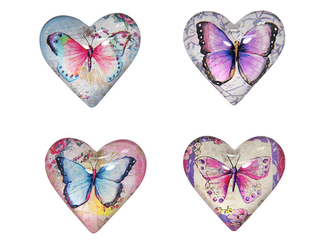 4CM BUTTERFLY GLASS HEART MAG SOLD QTY12