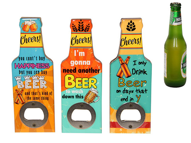 16CM BEER MAG/BOTTLE OPEN 3ASST UN12