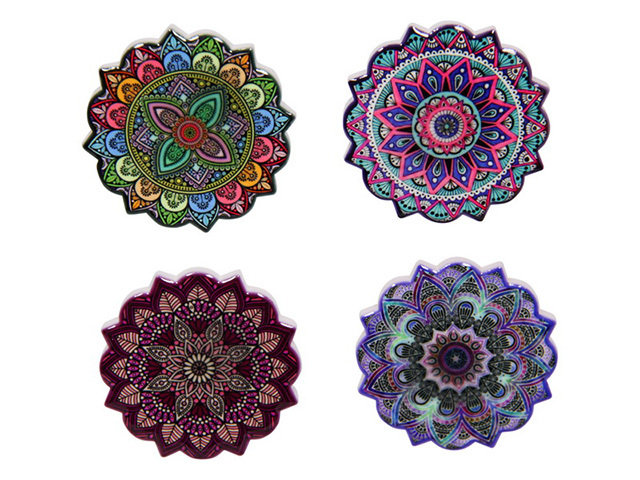 6CM CERAMIC MANDALA MAGNETS 4ASST SOLD QTY12
