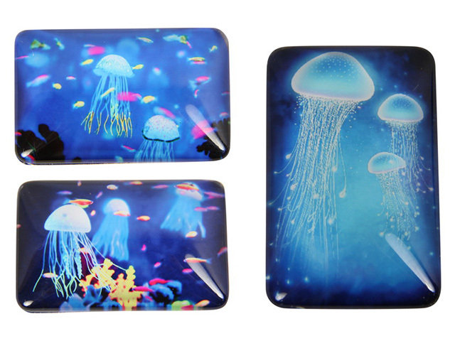 3.5X5.6CM GLASS JELLYFISH MAGNET 3ASST UN12