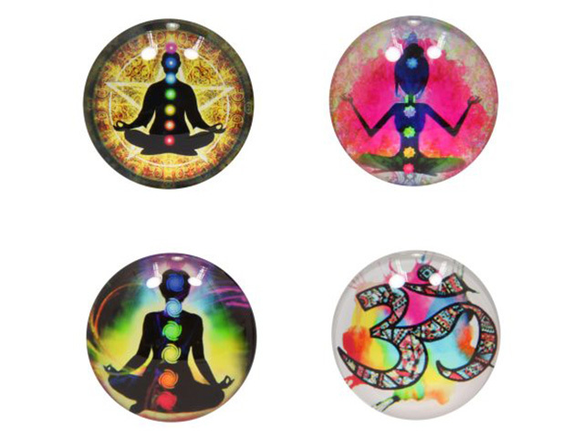 5CM GLASS CHAKRA MAGNET 4ASST UN12