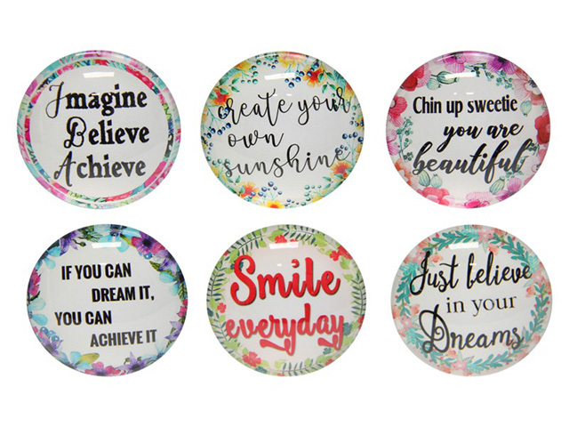 5CM GLASS INSPIRED MAGNETS 6ASST SOLD QTY12