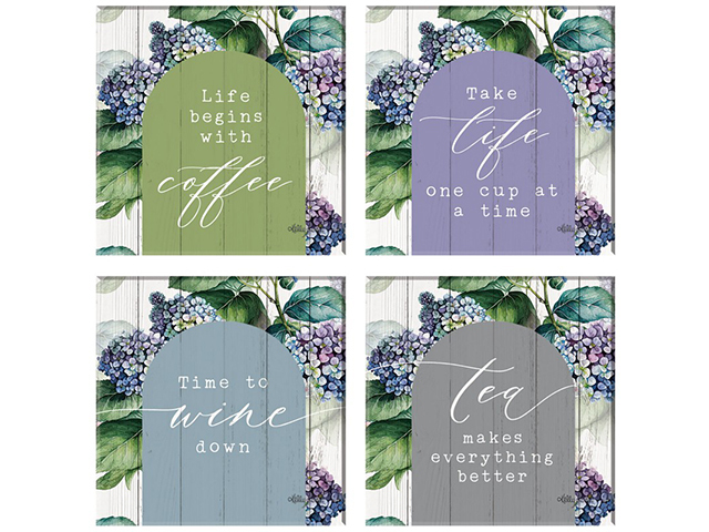 7.5X7.5CM HYDRANGEA MAGNET 4ASST UN12
