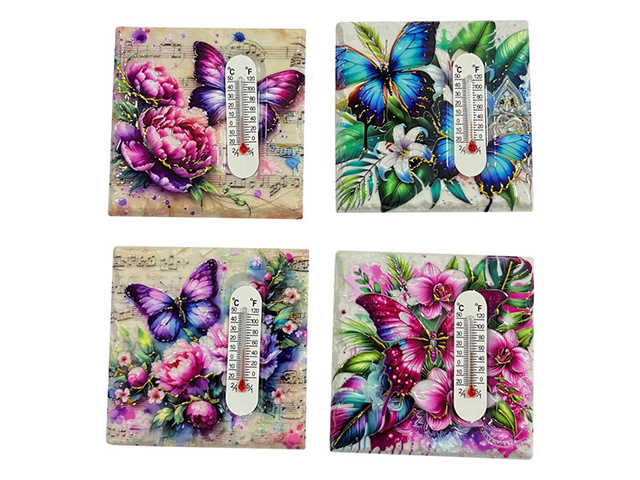 BUTTERFLY THERMOMETER MAGNET 4ASST UN12