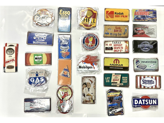 TIN FRIDGE MAGNETS 12X6CM 26ASST