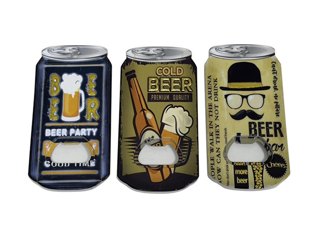 11CM BEER BOTTLE OPENER MAGNET 3ASST UN12